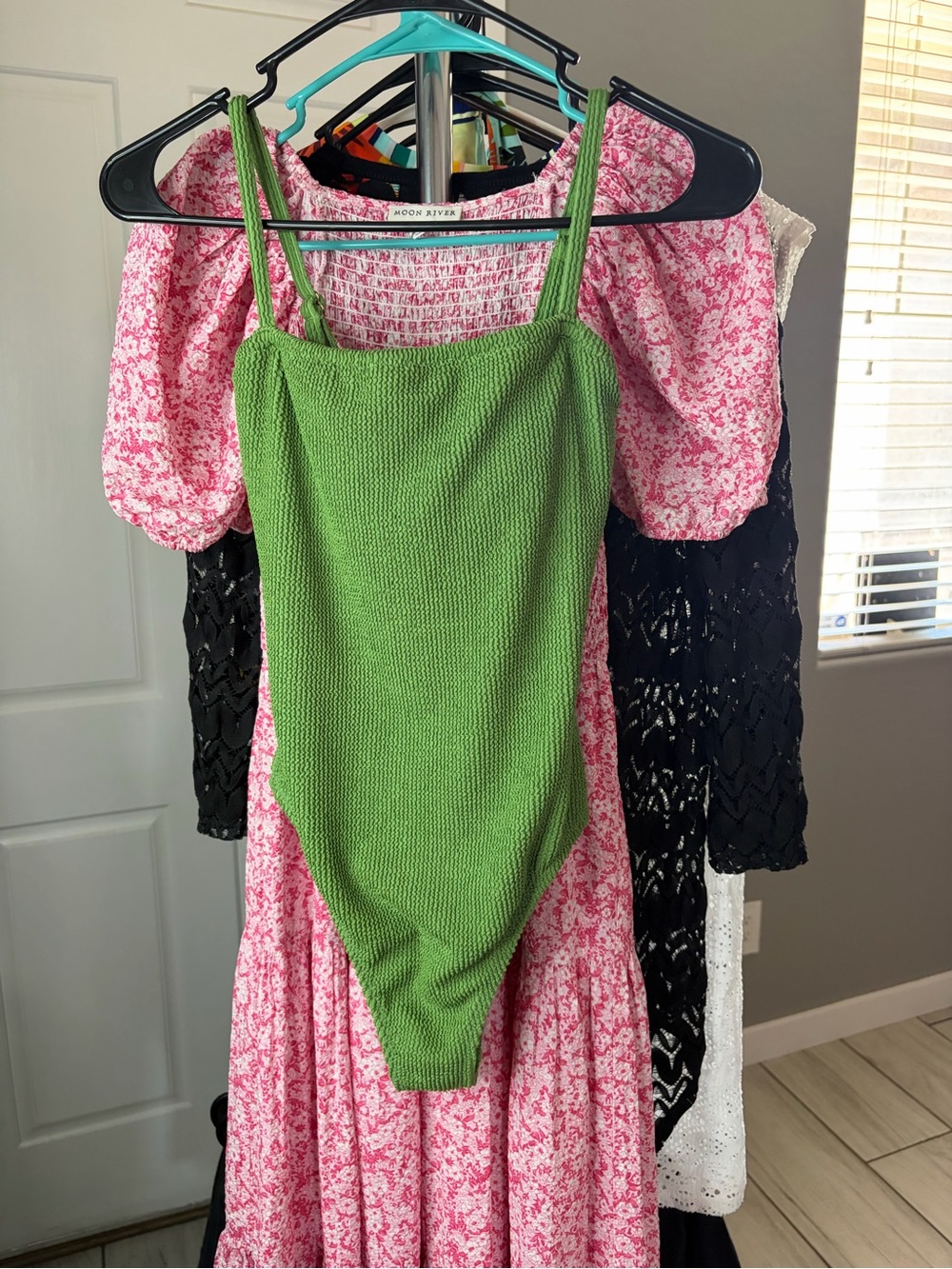 Shade & Shore Green Ribbed One-Piece Swimsuit